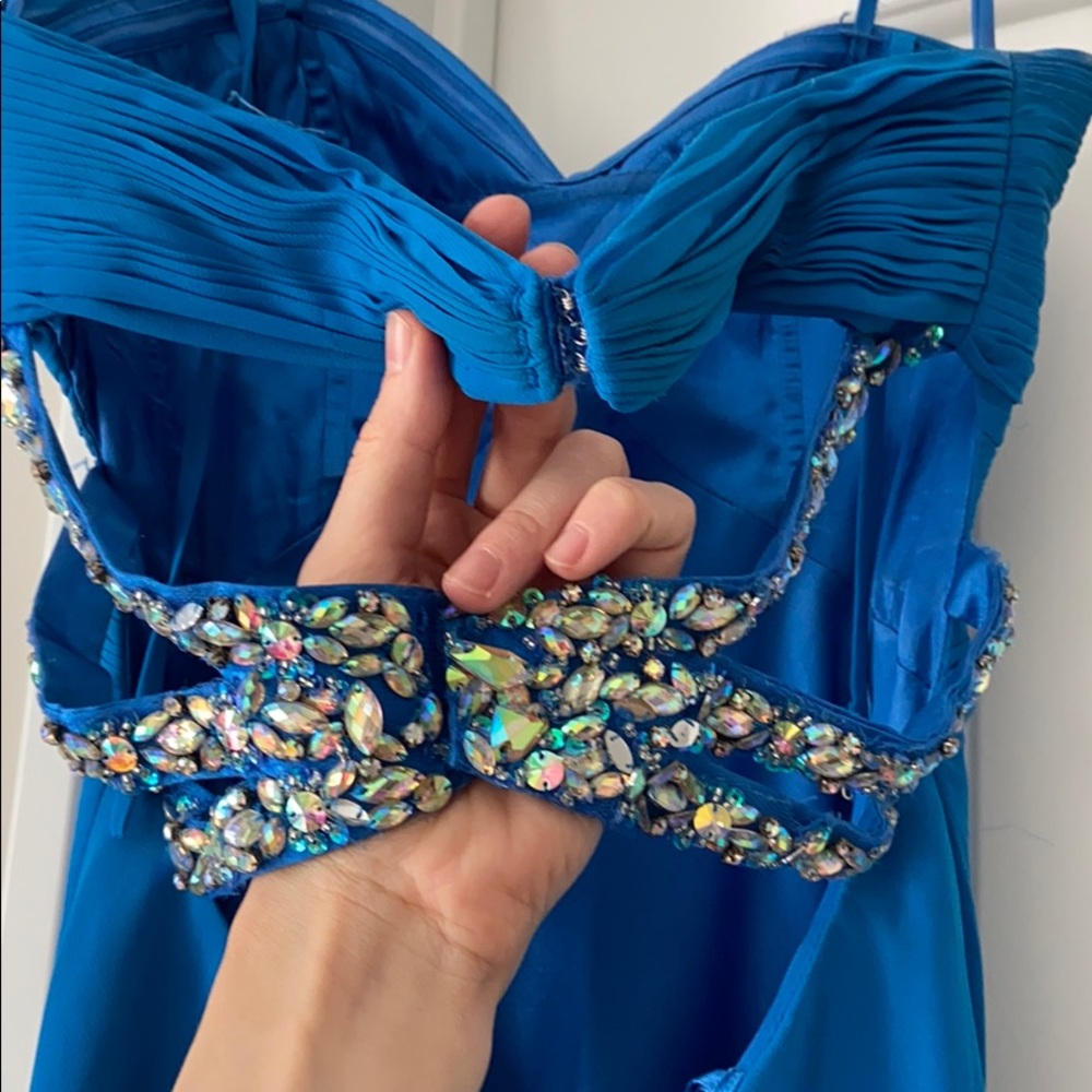 Blue floor length dress